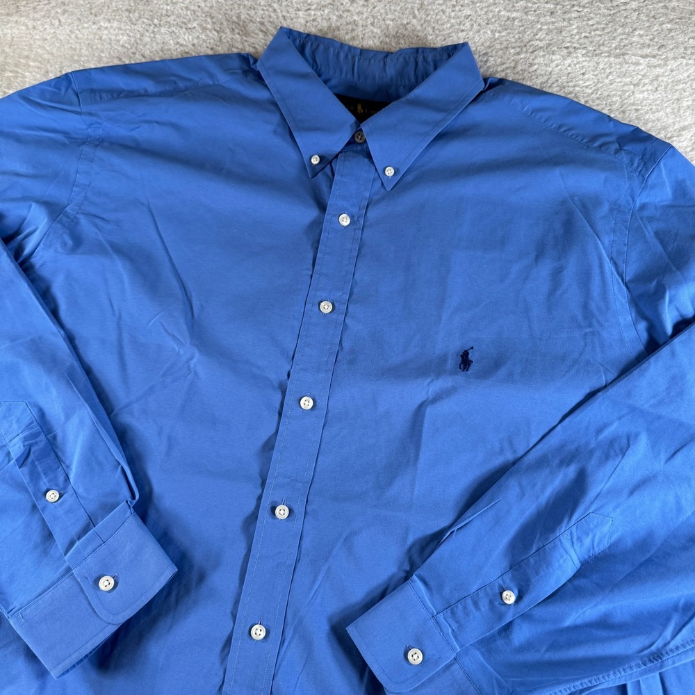 Ralph Lauren Performance Dress Shirt Mens 3XB Blue Button Down Long Sleeve Pony